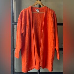 Stunning Vintage 90’s Orange Lambswool Angora Cardigan Sweater